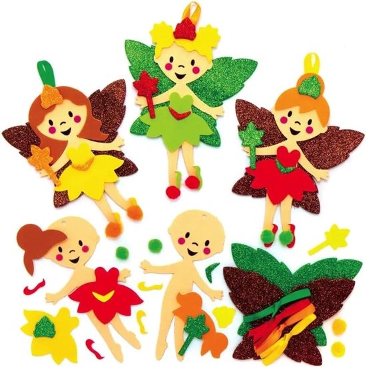 Herfst Sprookjes Decoratie - Mix Match Knutselen - Kinderen Knutselen - 8 Delige Set - 28 x 28 cm
