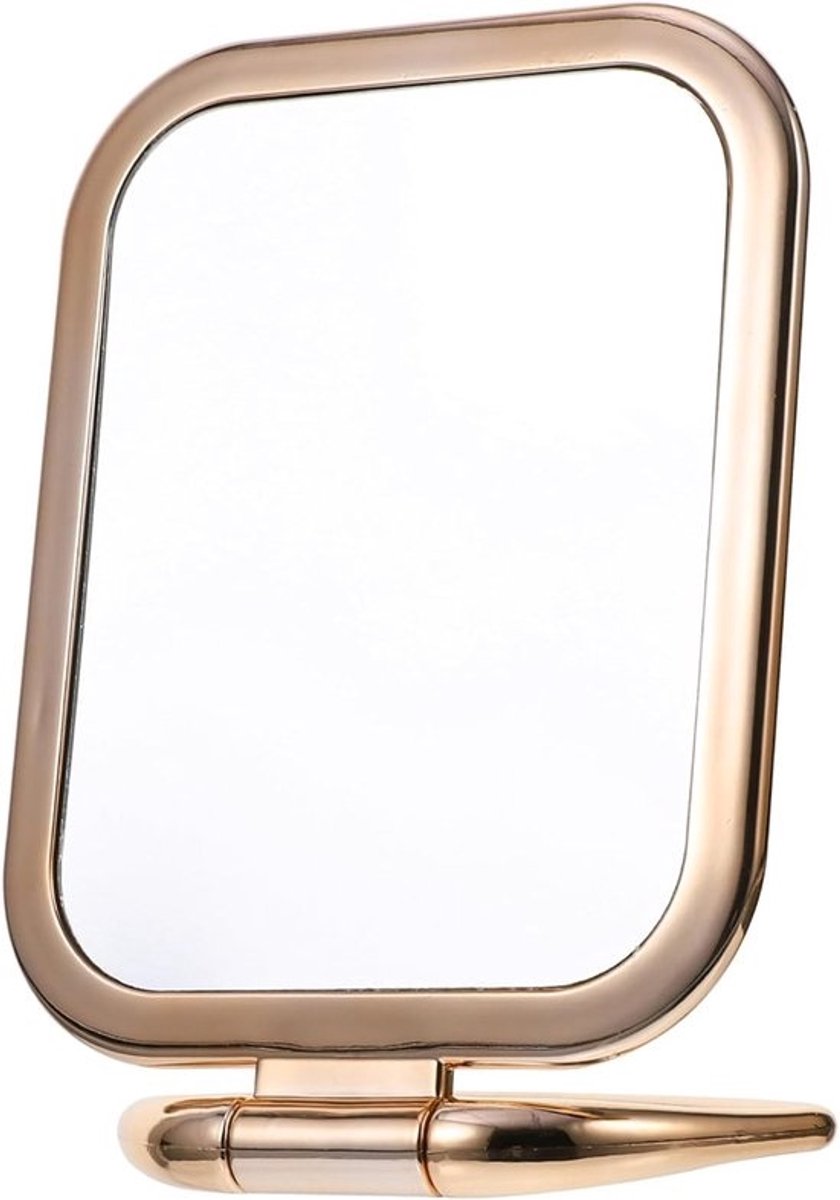 Opvouwbare Tafelspiegel - Make-up Spiegel - Dagelijkse Verzorging - Dubbele Vergroting - 26 x 14 cm - Goudkleurig