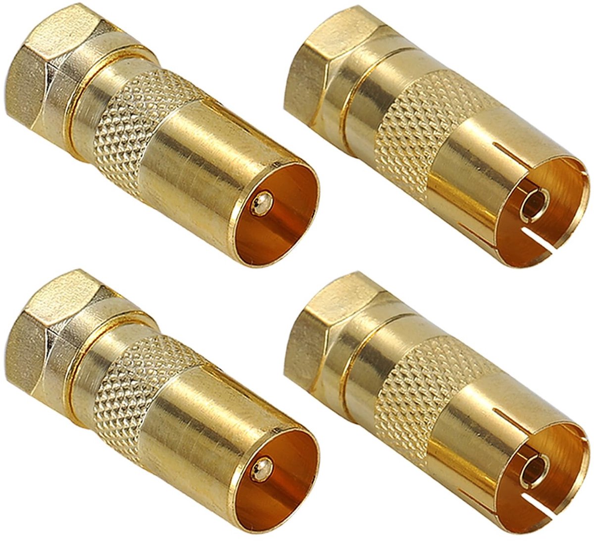4Pcs F-Type naar Coax Adapter - 2 Paar TV Antenne Coaxiale Kabel F Adapter voor Satelliet en RF Coax Antenne Male/Female Converter met Hoge Kwaliteit