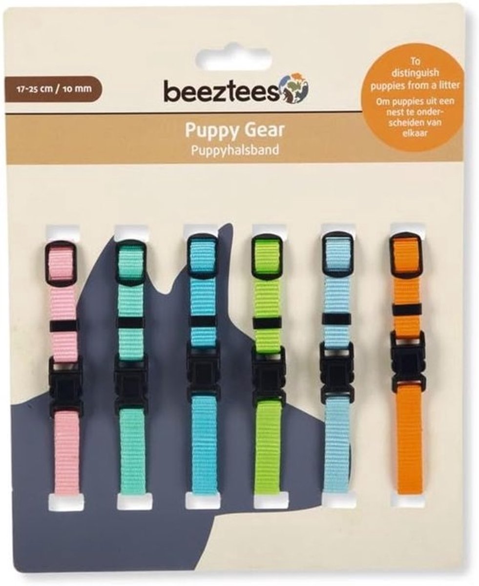 Puppy Halsbanden Set - Kleurrijke Bandjes - Dieren Herkennen - Veiligheidsgesp - 17-25 cm - Diverse Kleuren