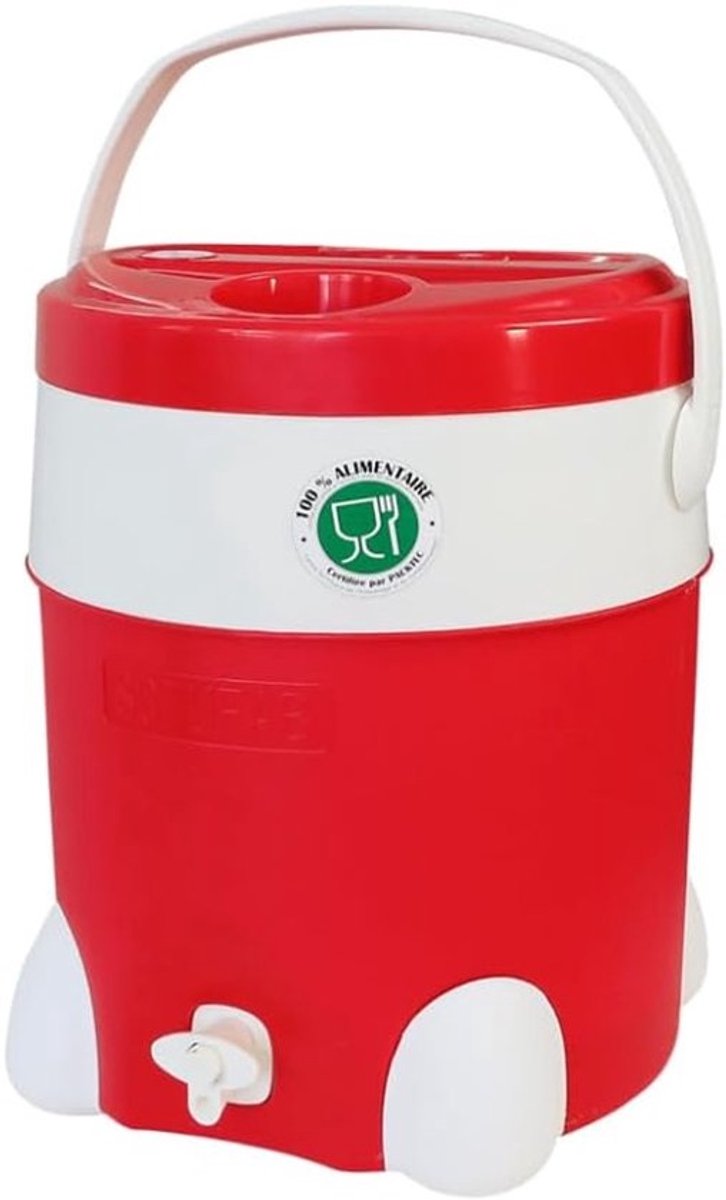 Kunststof Koelbox - Drankkoeler met Kraan - Outdoor Uitjes - Voedselveilig Materiaal - 15 Liter Capaciteit - Rood