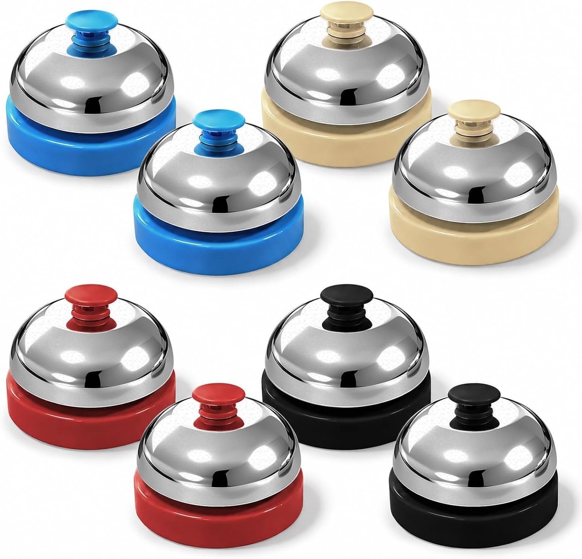 Kleurige Belletjes voor Service - 8 Stuks Metaal Counterbel voor Kantoor, Restaurant en Training