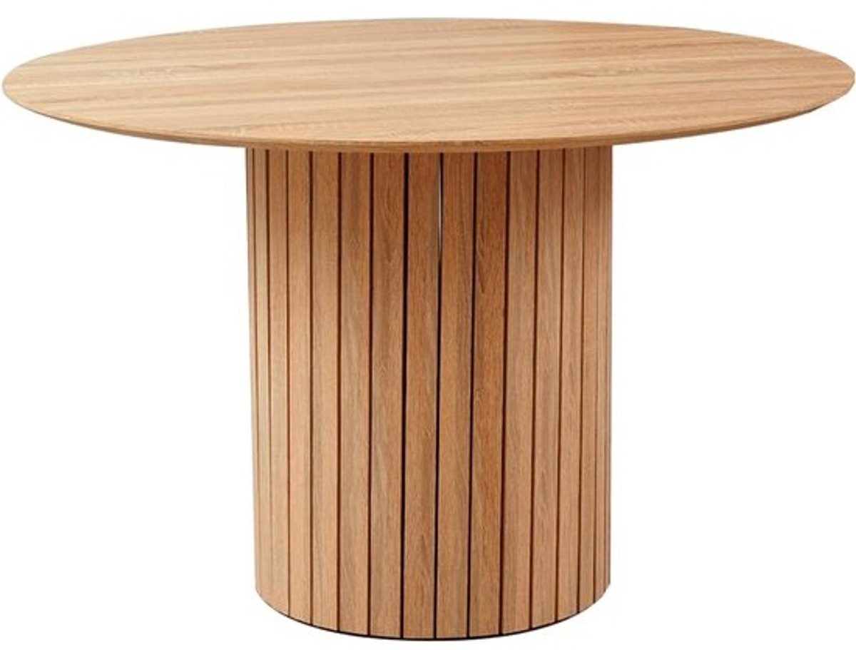 Ronde eettafel voor 6-8 personen - MDF keukentafel 120 cm - Boerderijtafel met houten voet