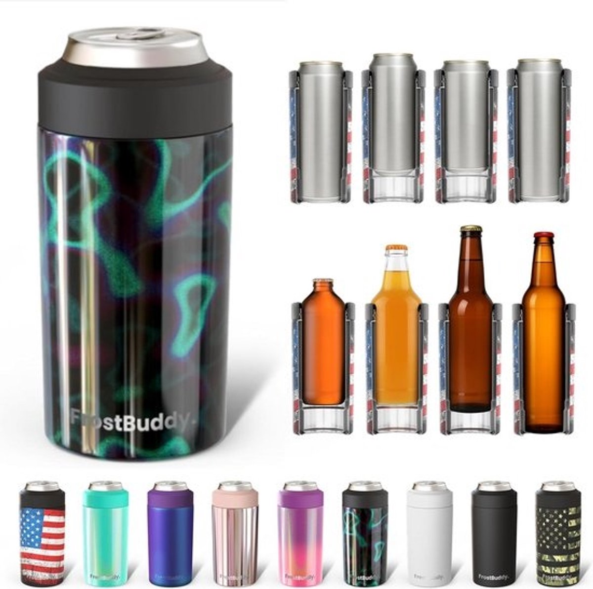 Universele RVS Can Cooler voor 12oz en 16oz Blikjes en Flessen - Houdt Dranken 24 Uur Koud
