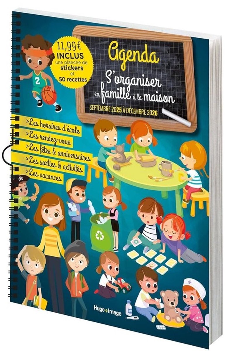 Familie Agenda 2025-2026 - Gezinsplanner Jaarplanner - Gezinsorganisatie - Inclusief Stickers Recepten - 16 x 20.5 cm