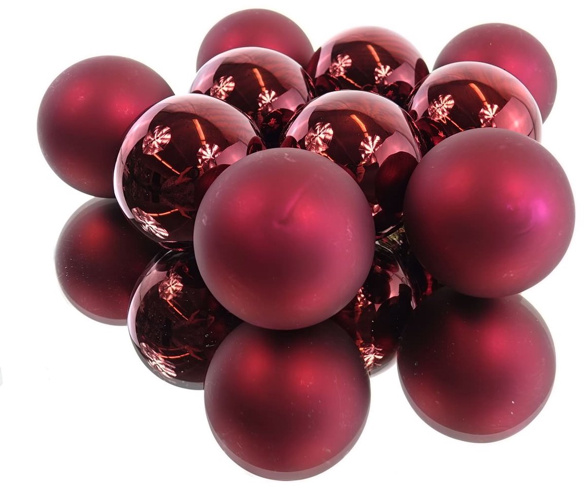 10-delig glazen kerstballen set (bordeaux rood) 6cmø