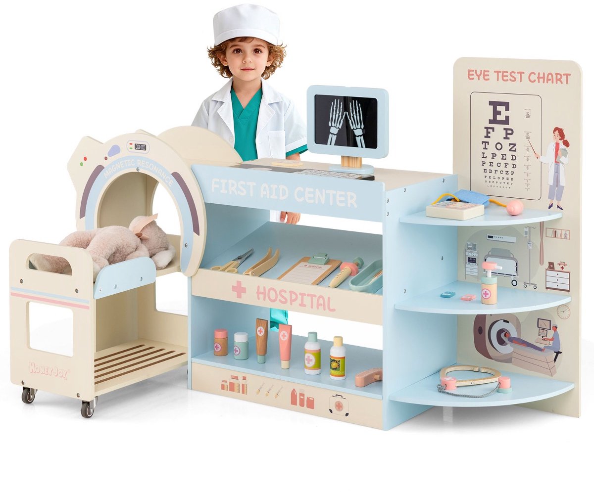 SureDeal® - Rollenspell - Kinderspeelset Dokter Houten - Kinderen Vanaf Jaar - 115,5x30,5x72,5 cm - blauw