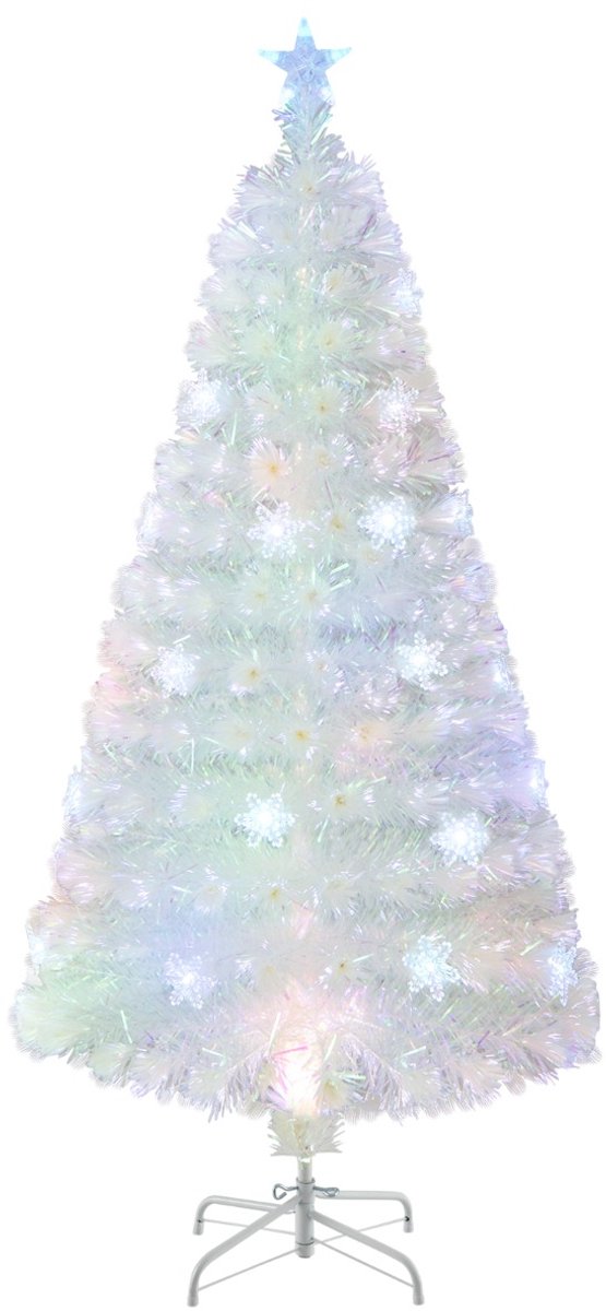 SureDeal® - Kerstbom - Voorgesneden Glasvezel Kerstboom - Iriserende Bladeren Veelkleurige - Wit