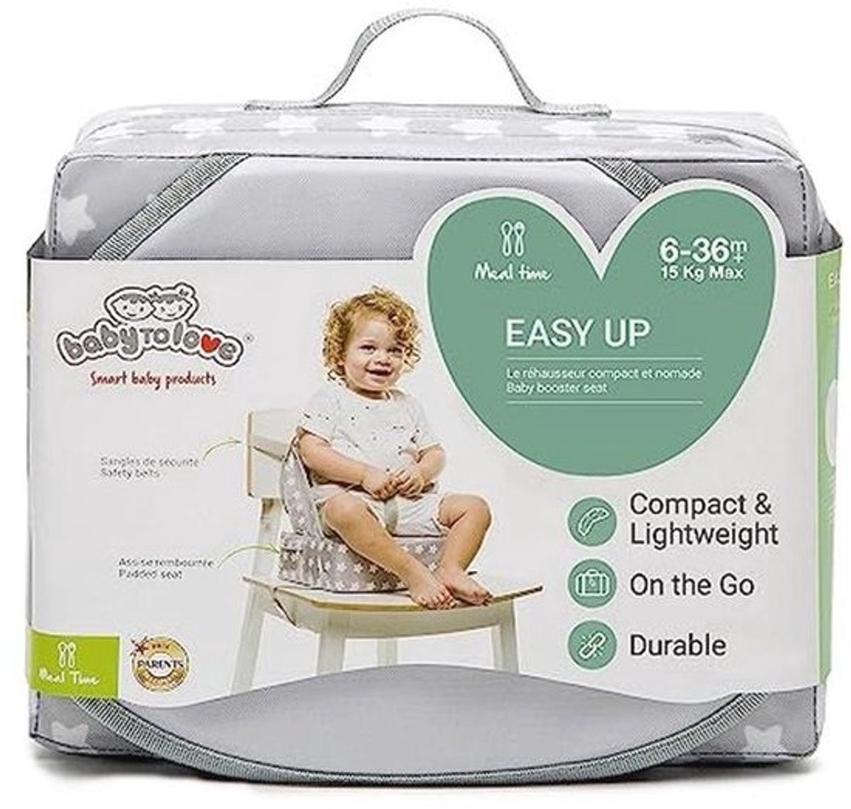 Compacte Opvouwbare Babystoelverhoger met Waterdicht Kussen en Draaggreep