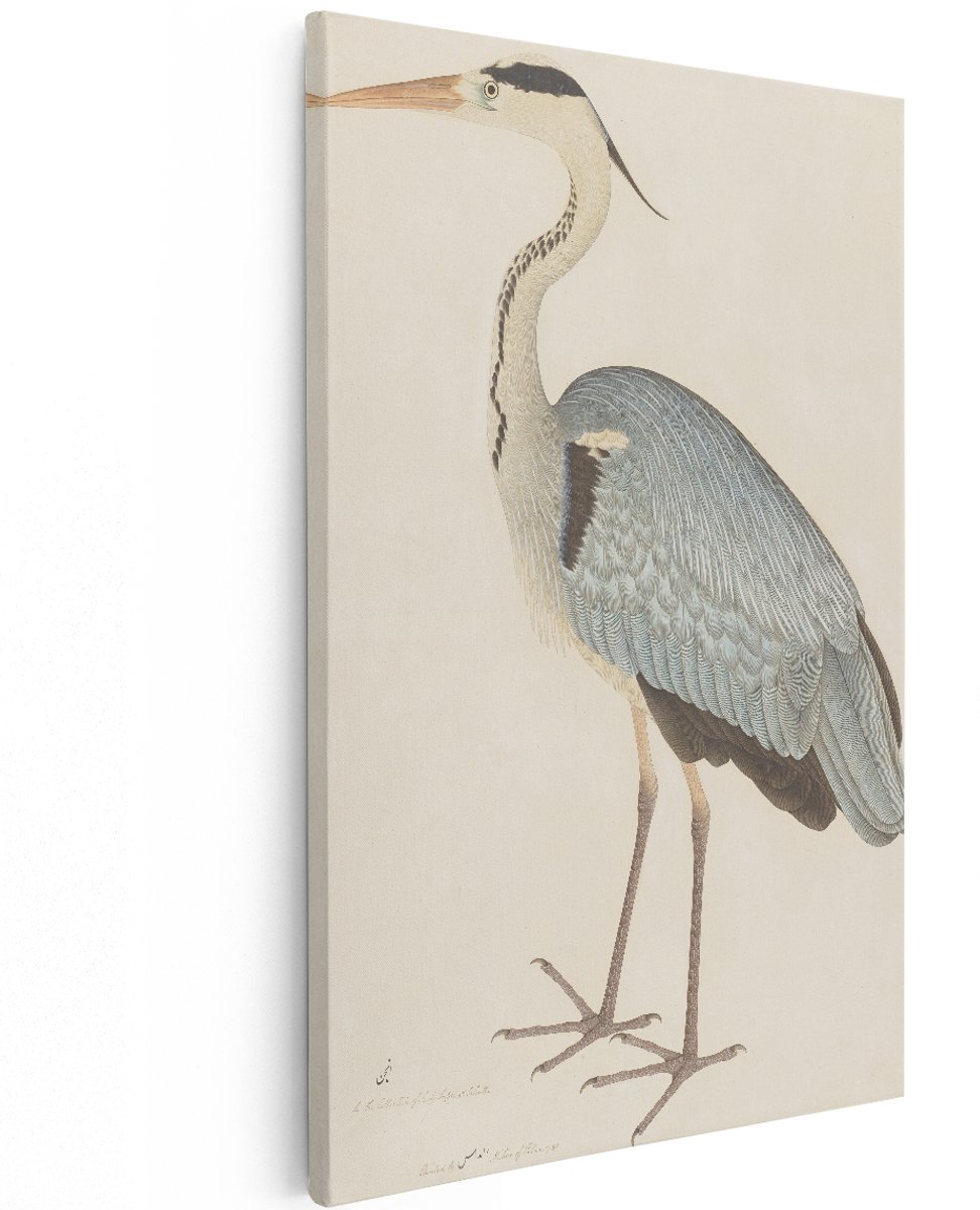 Artaza Canvas Schilderij Reiger - 120x180 cm - Groot - Wanddecoratie Vogels - Muurdecoratie Vintage - Schilderijen Natuur Dieren