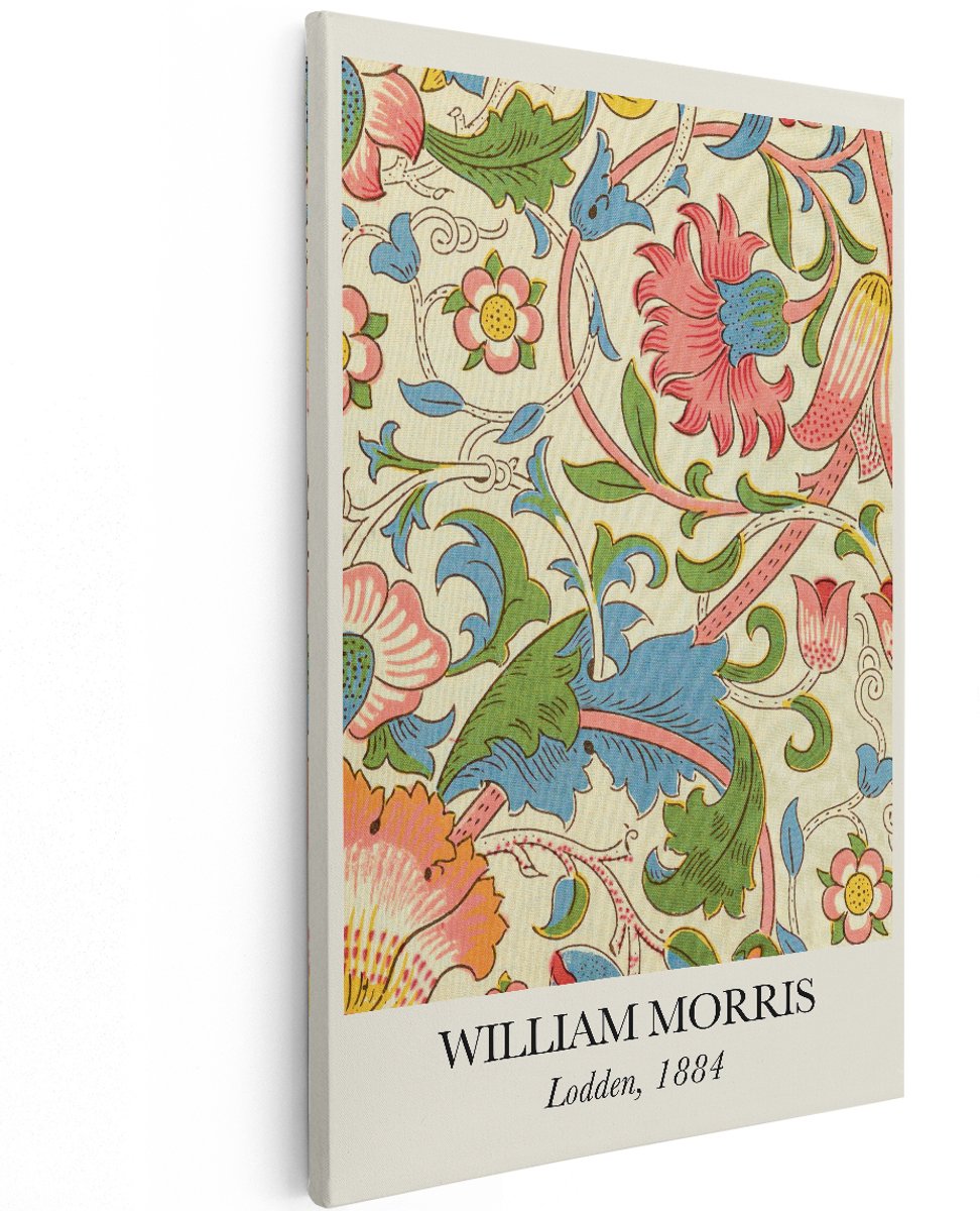Artaza Canvas Schilderij Bloemen William Morris - 120x180 cm - Groot - Wanddecoratie Lodden 1884 - Muurdecoratie Vintage - Schilderijen Op Canvas