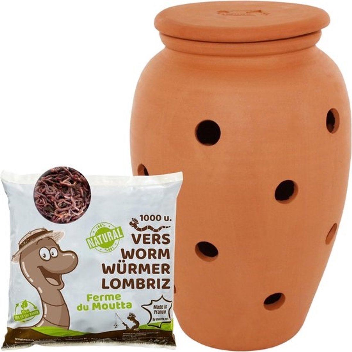 Aardewerken Vermicomposter 6,5L om te Begraven voor Tuin en Plantenbakken