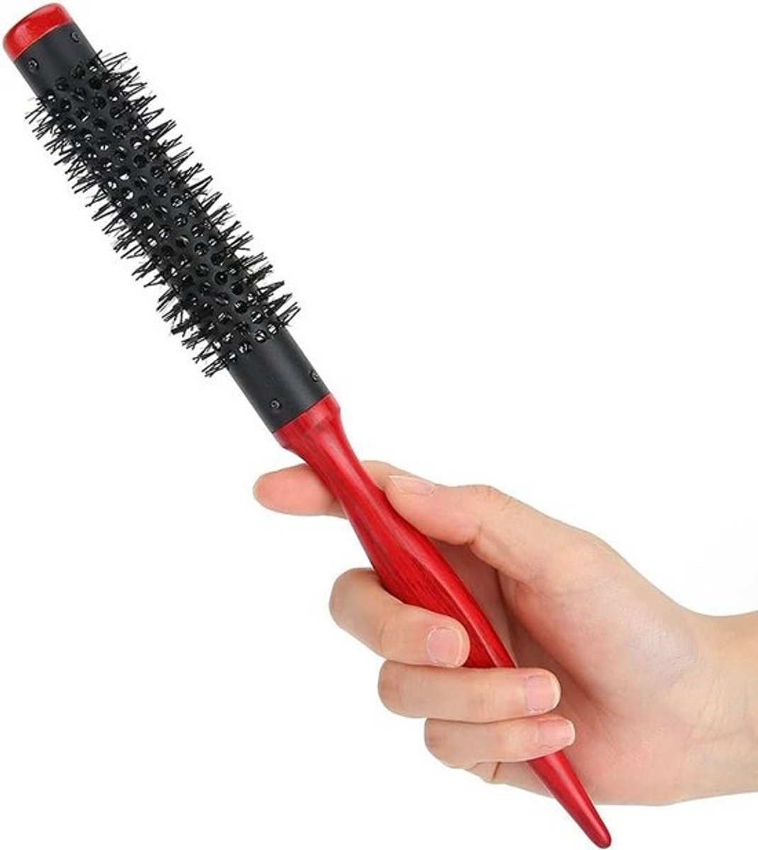 Ronde Cilindrische Keramische Stylingborstel voor Dun en Kort Haar - Houten Handgreep met Masseerkop - 5 Maten