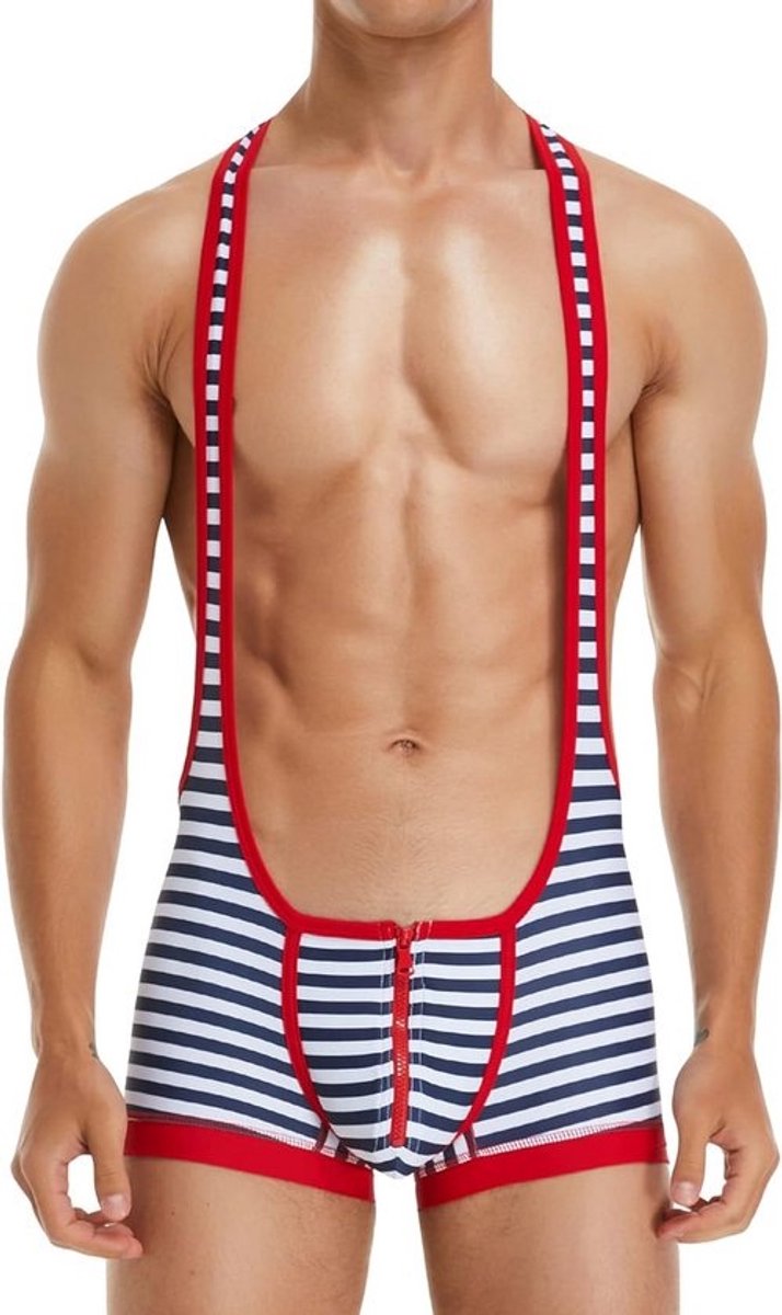 Heren worstelsinglet - comfortabel en ademend - één stuk - mouwloos - elastisch - lycra - turnpakje - sportbody - gym - training - lichaamspak