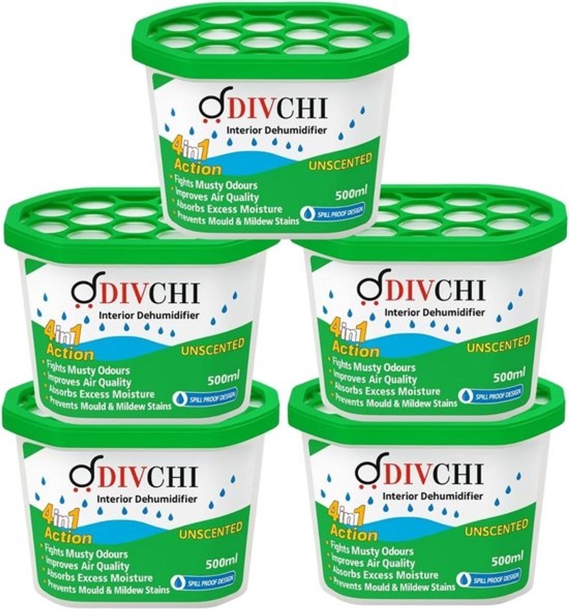 500 ml binnenluchtontvochtigers voor stop vocht, schimmel, condensatie vochtabsorberende verwijderaar in huis, keuken, kledingkast, slaapkamer, caravan, kantoor, garage, badkamer, kelder