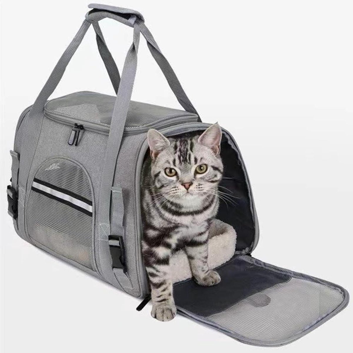 Draagbare Transportbox - Reistas Huisdier - Veilig Reizen - Ademend Mesh Materiaal - 43 x 28 x 25 cm - Roze
