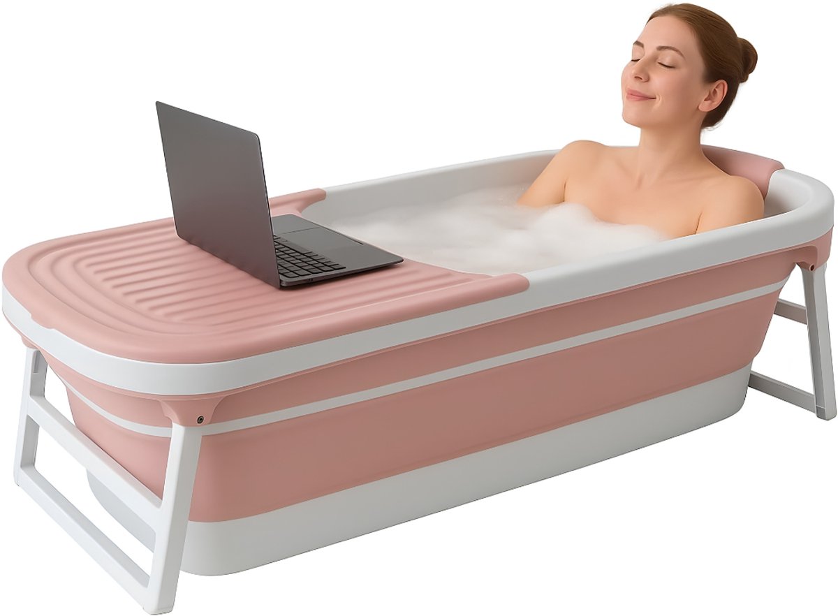 KIRA® Inklapbaar Bad - Volwassenenbad - Mobiel Zitbad - XXL Maat - Roze - 159cm x 61cm x 54cm