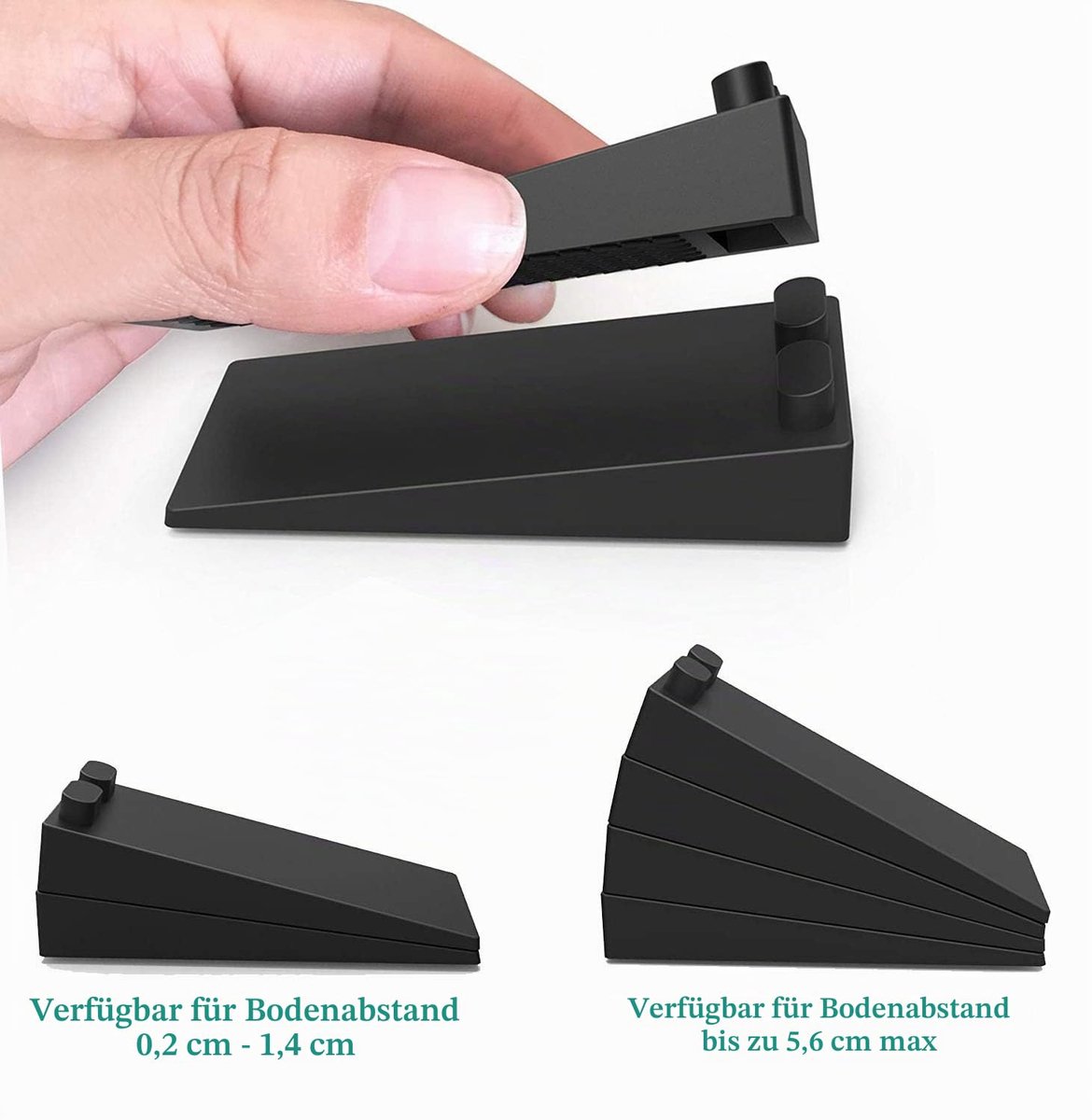 4-delige Set Rubberen Deurstopper - Antislip & In hoogte verstelbaar - Voor alle harde vloeren & Bescherming van muur en meubels - Transparant