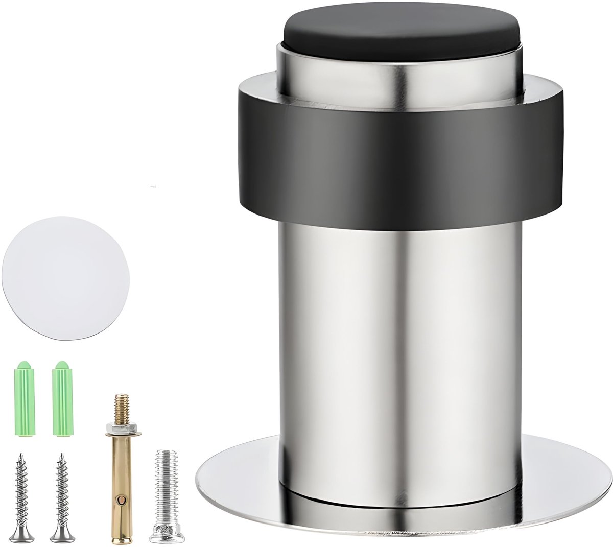 Deurstopper - Zelfklevend RVS - Voor vloer en wand - 60 mm
