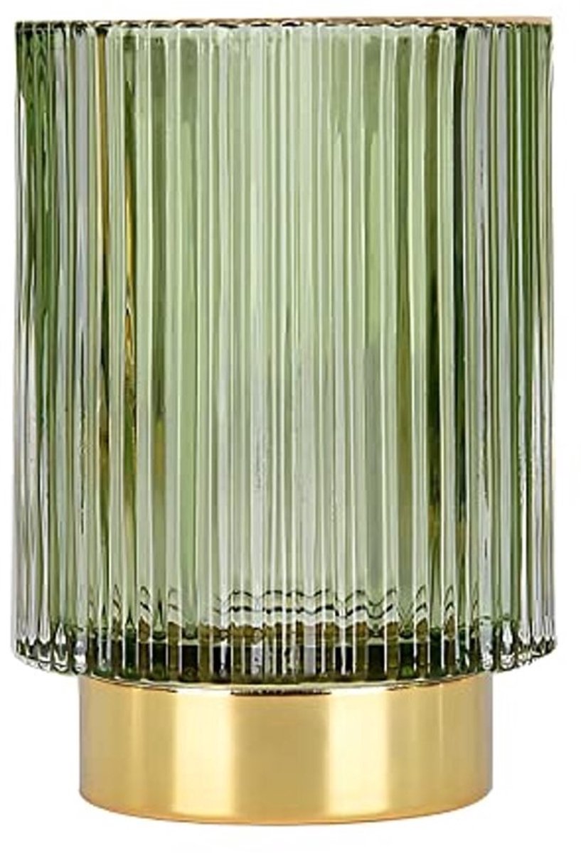 Make-up borstelhouder organizer - Kristallen glazen opbergpot voor make-up borstels - Vintage vaas in groen