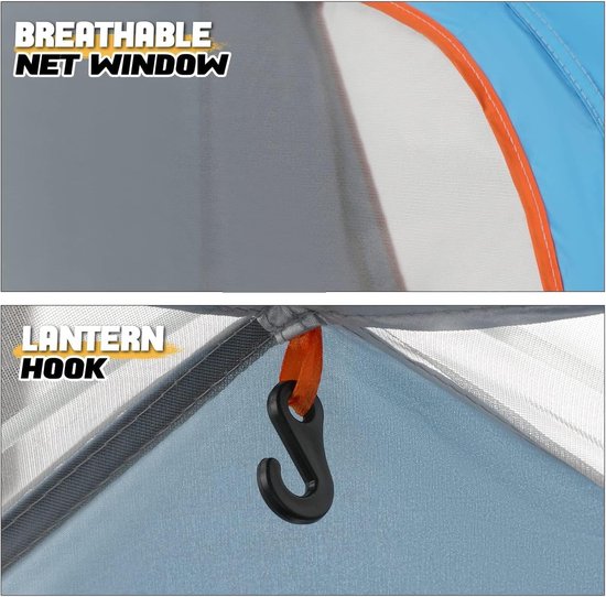 Waterdichte Pop-up Tent voor 2 Personen, Automatische Ultralichte Tent voor Buiten, Perfect voor Kamperen, Strand en Wandelen — afbeelding 3