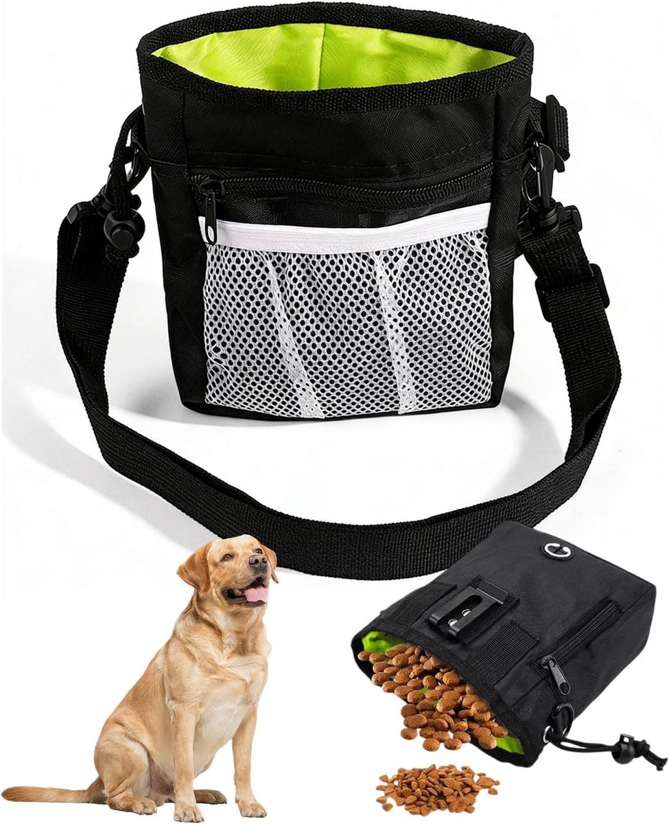 Honden Snacktas voor Training en Wandelen, Handenvrije Poepzak Houder, Draagbare Hondentas voor Accessoires en Beloningen (Zwart)