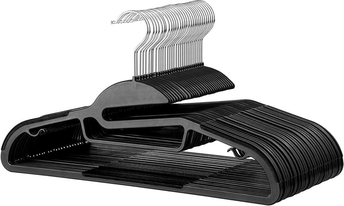 Bobypet - Kleerhangers - Zware Kledinghangers Zwart 10 Stuks - 0.5cm Dik - Kleerhangers Ruimtebesparende Antislip Klerenhangers - Geschikt voor thuisgebruik