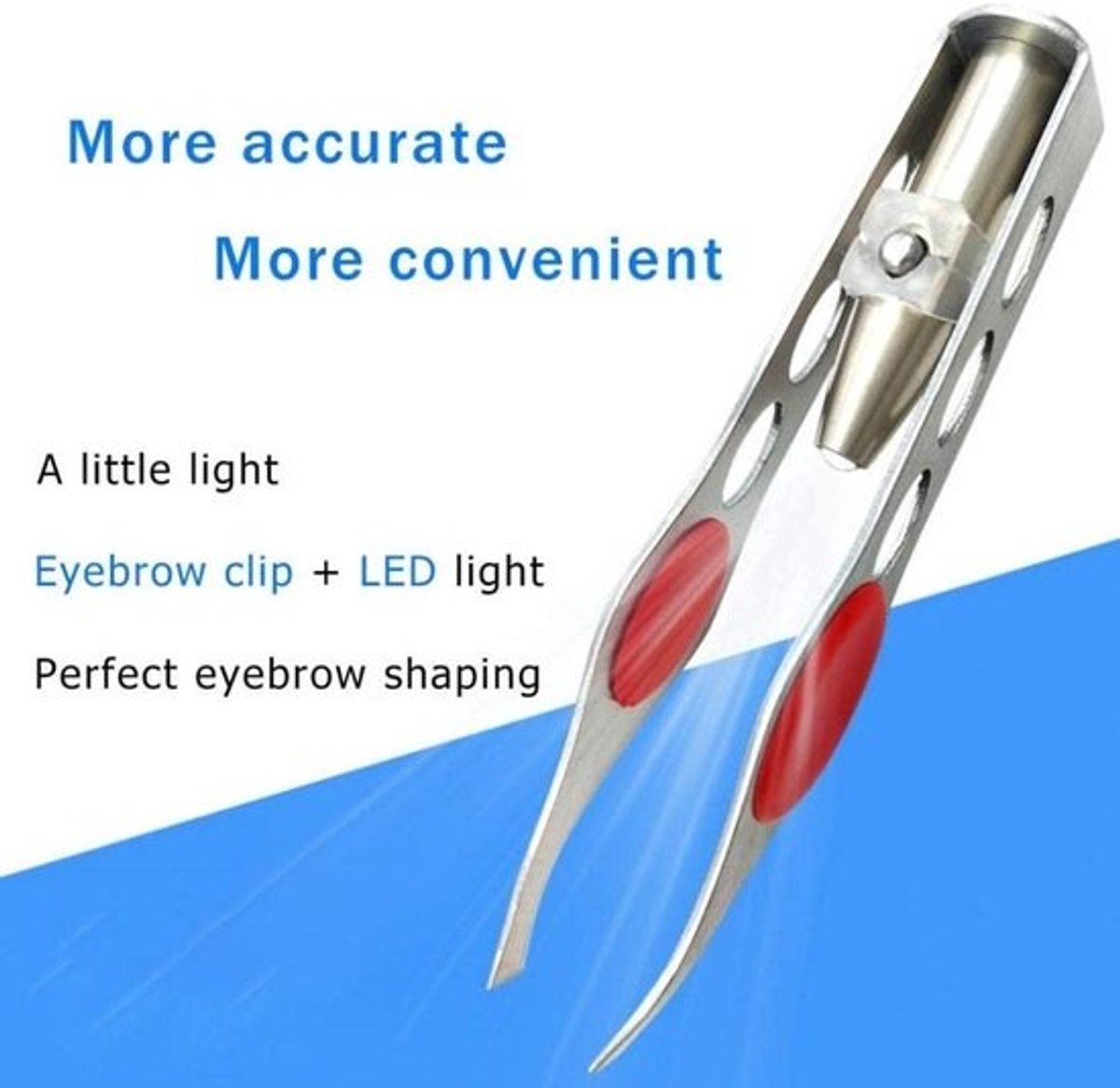 Pincet Met Licht - Schoonheidstool Ontharen - Wenkbrauw Vormgeven - Ingebouwd Led Licht - 9.6 cm Lengte - Willekeurig
