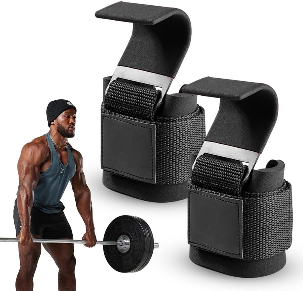 Verstelbare gewichthefhaken met 8mm polsbescherming, ideale tillenstraps voor krachttraining en deadlifting ondersteuning