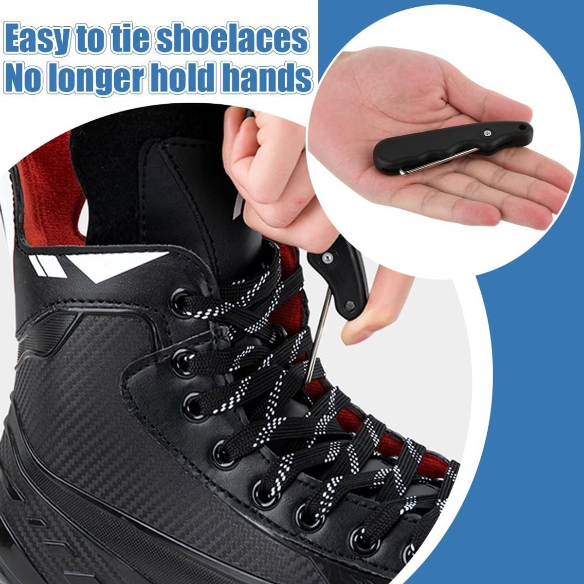 Verstelbare veterspanner voor ijshockeyschaatsen, inklapbare veterspuller, roestvrijstalen anti-slip vetersleutel, ideaal voor optimale veterspanning en comfort tijdens het schaatsen