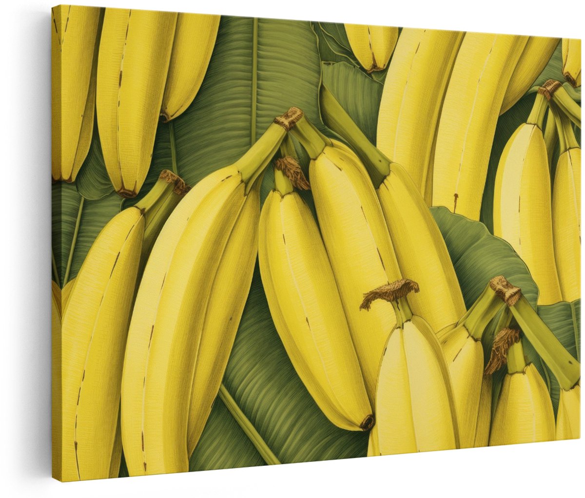 Artaza Canvas Schilderij Bananen - 180x120 cm - Groot - Wanddecoratie Tropisch Fruit - Muurdecoratie Jungle - Botanisch Schilderijen Op Canvas