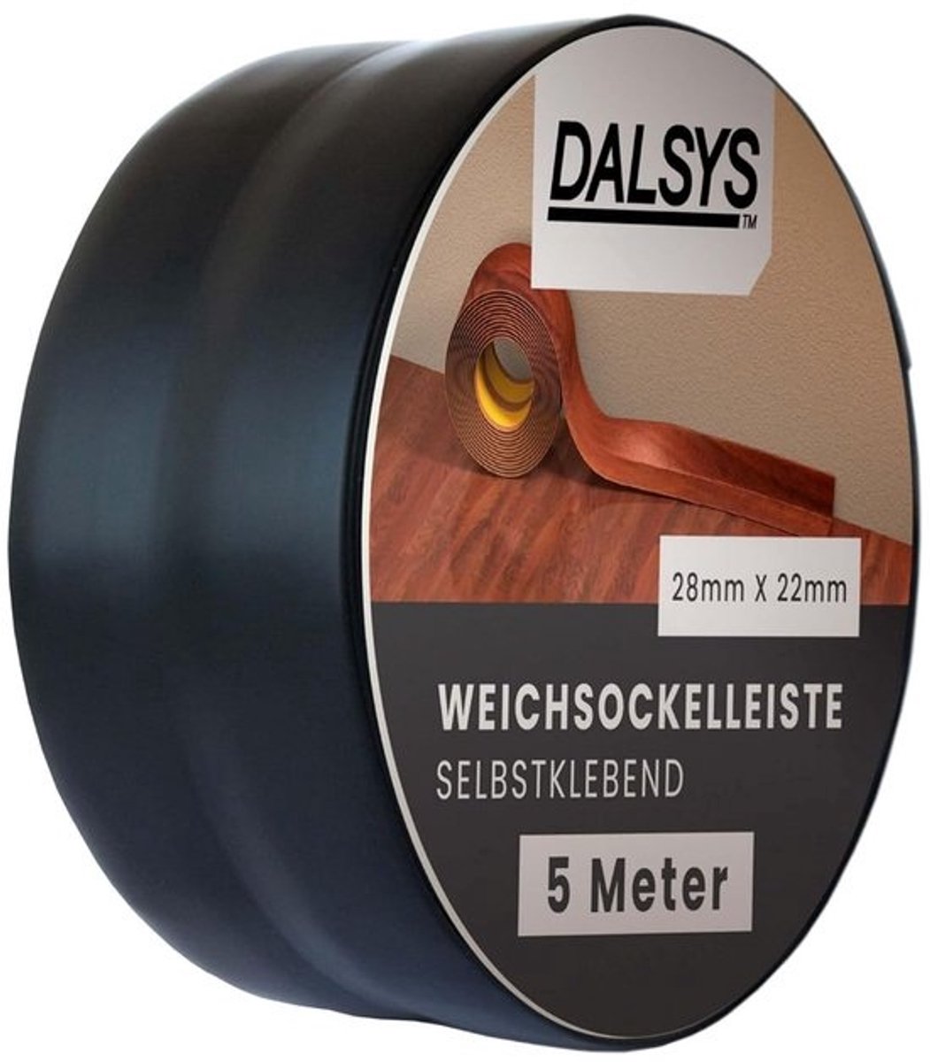 Zelfklevende Plint - Afwerkstrip PVC - Woonruimte Afwerking - Flexibel en Zelfklevend - 5 Meter Lengte - Zwart