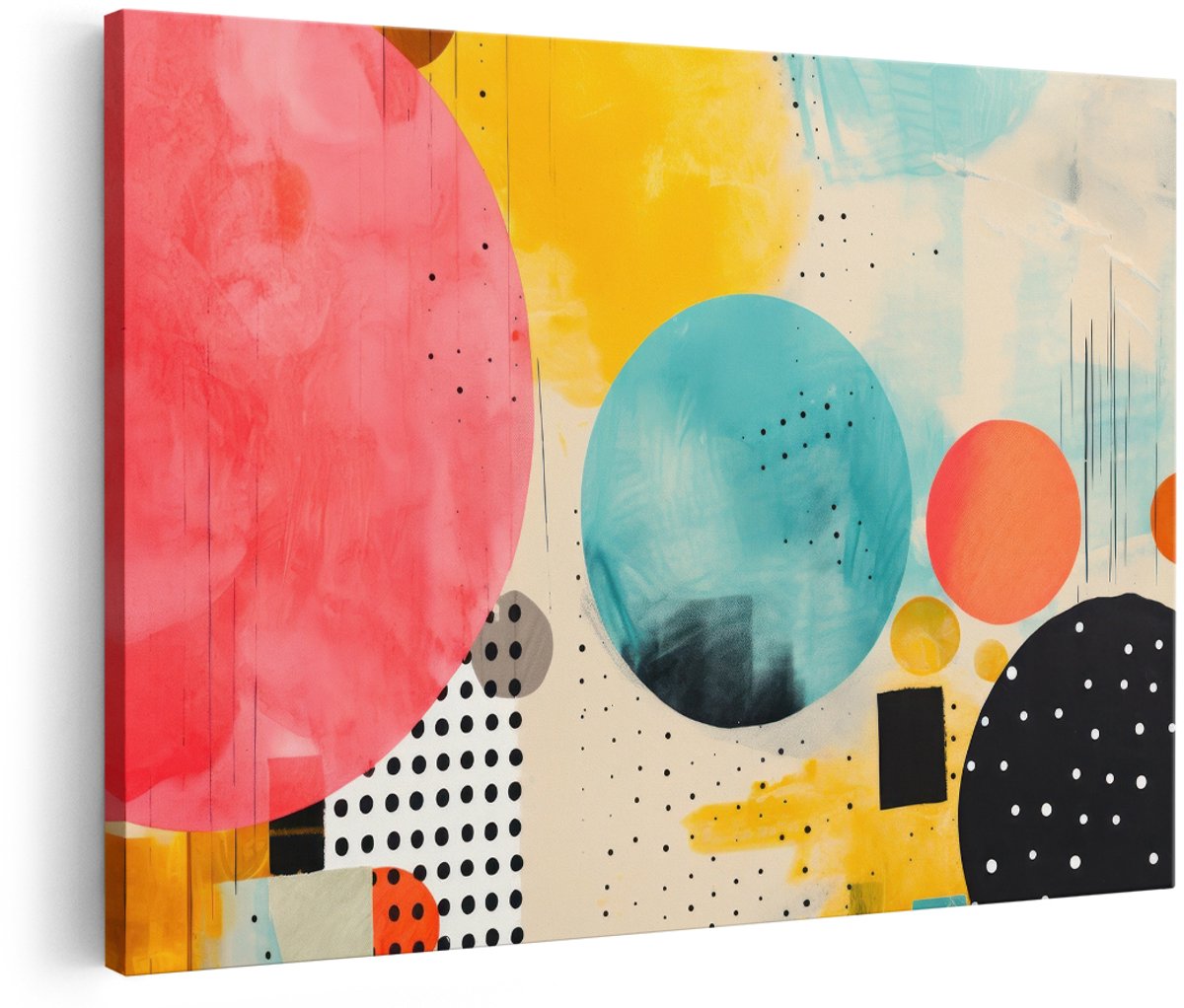 Artaza Canvas Schilderij Abstract - 180x120 cm - Groot - Wanddecoratie Modern - Muurdecoratie Kleurrijk - Decoratie Geometrische Cirkels - Woonkamer