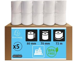 Set van 5 Thermische Kassabonnenrollen 80x70mm BPA-Vrij voor Kassasystemen