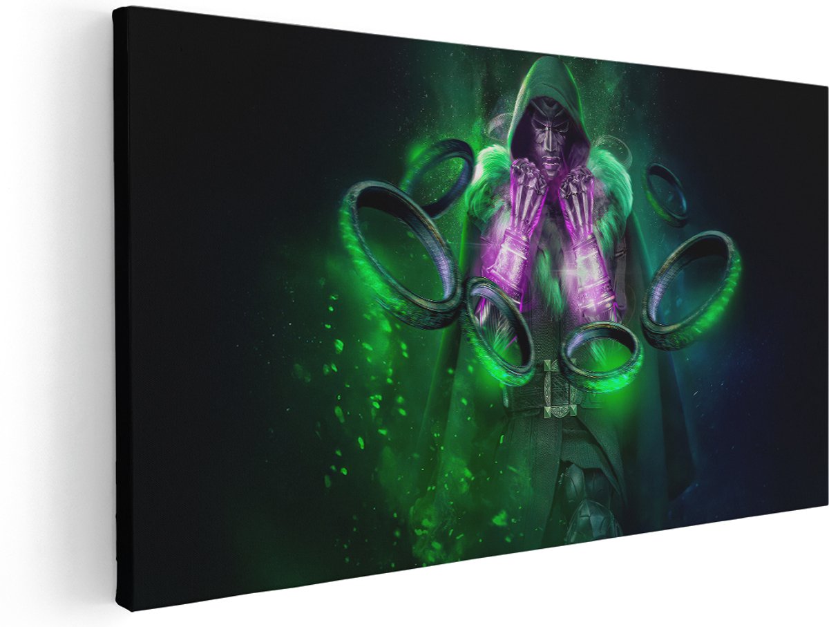 Artaza Canvas Schilderij Marvel Doctor Doom - 180x90 cm - Groot - Wanddecoratie Superheld - Muurdecoratie Slaapkamer - Kamer Accessoires - Paars