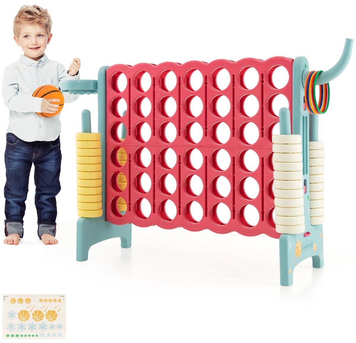 SureDeal® - Educatief speelgoed - Enorme Wint Speelset - Basketbalkorf - Werpspel - Jumbo Ringen - 120x33x78,5 cm - Zie afbeelding