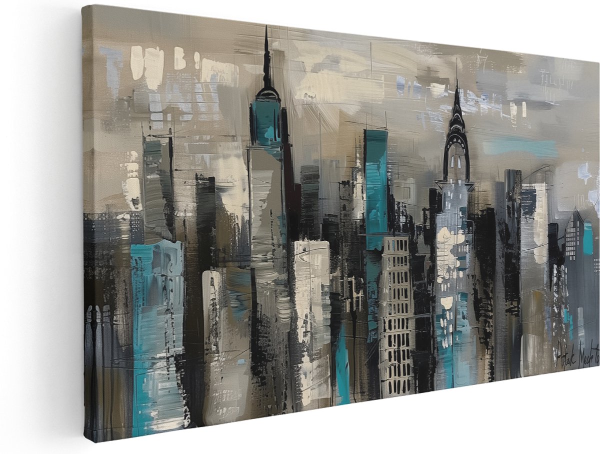 Artaza Canvas Schilderij Abstract Skyline - 180x90 cm - Groot - Klein - Wanddecoratie Woonkamer - Schilderijen - Muurdecoratie