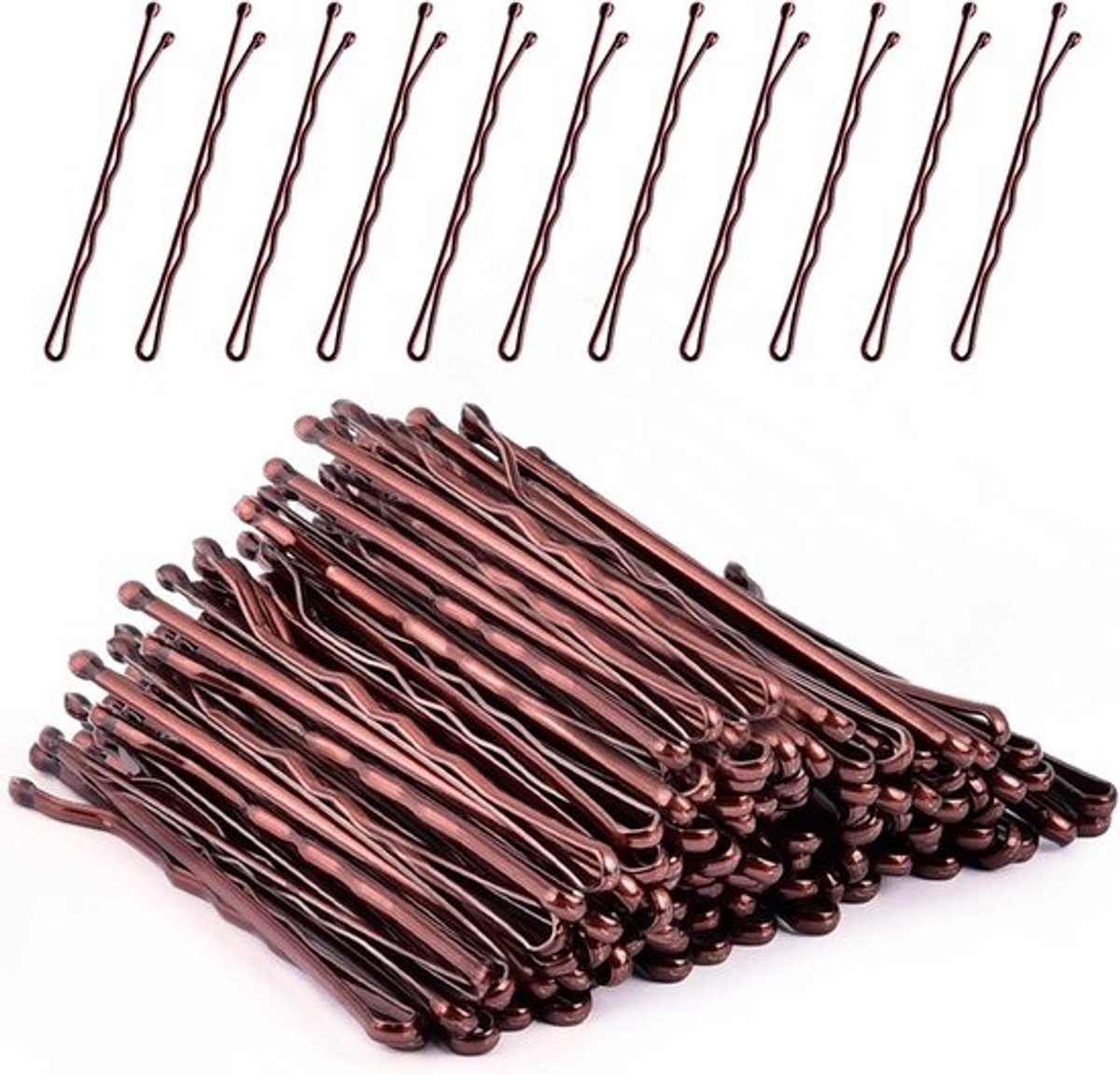 120 Stuks Bruine Bobbypins 6,5 cm - Professionele Haarspeldjes voor Dames en Meisjes met Opbergdoos