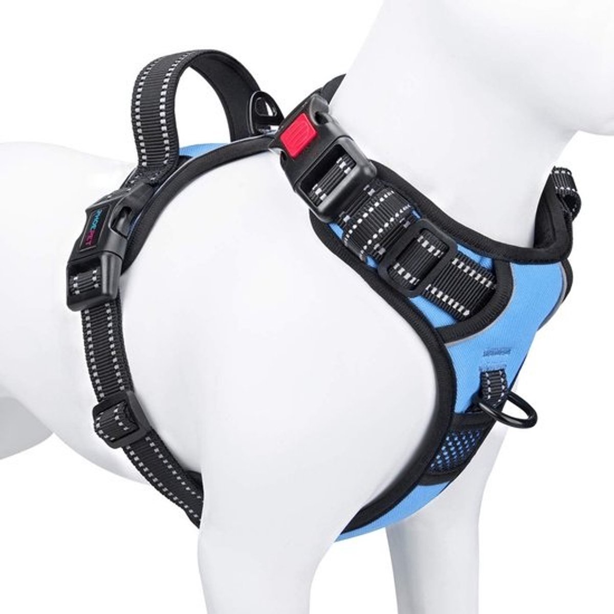 Reflecterend Verstelbaar Hondentuigje met Training Handvat en ID Zak - Anti-Trek Vest (M, Babyblauw)