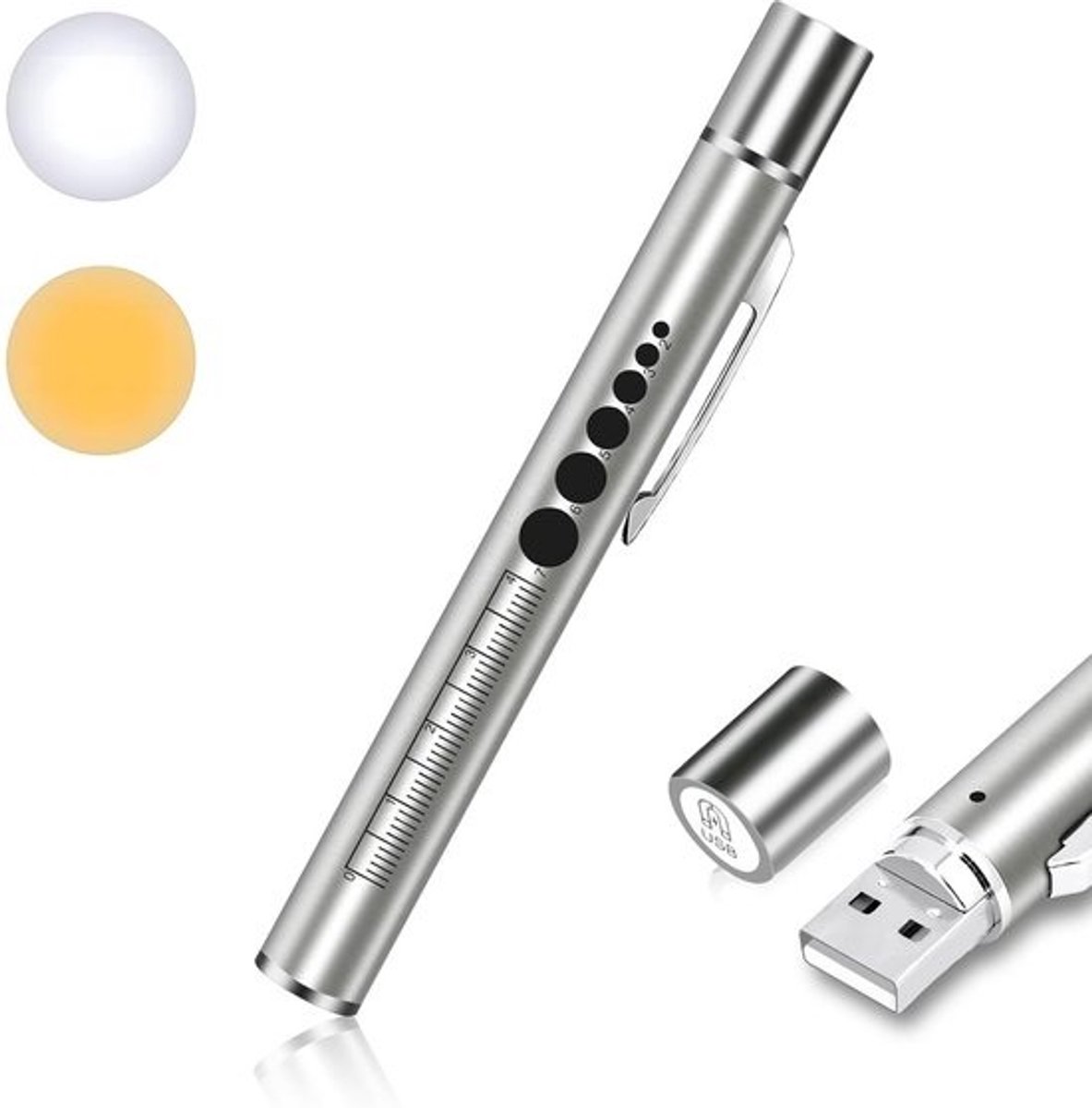 Oplaadbare LED Penlamp voor Medische Diagnostiek met Pupilmeter en Liniaal