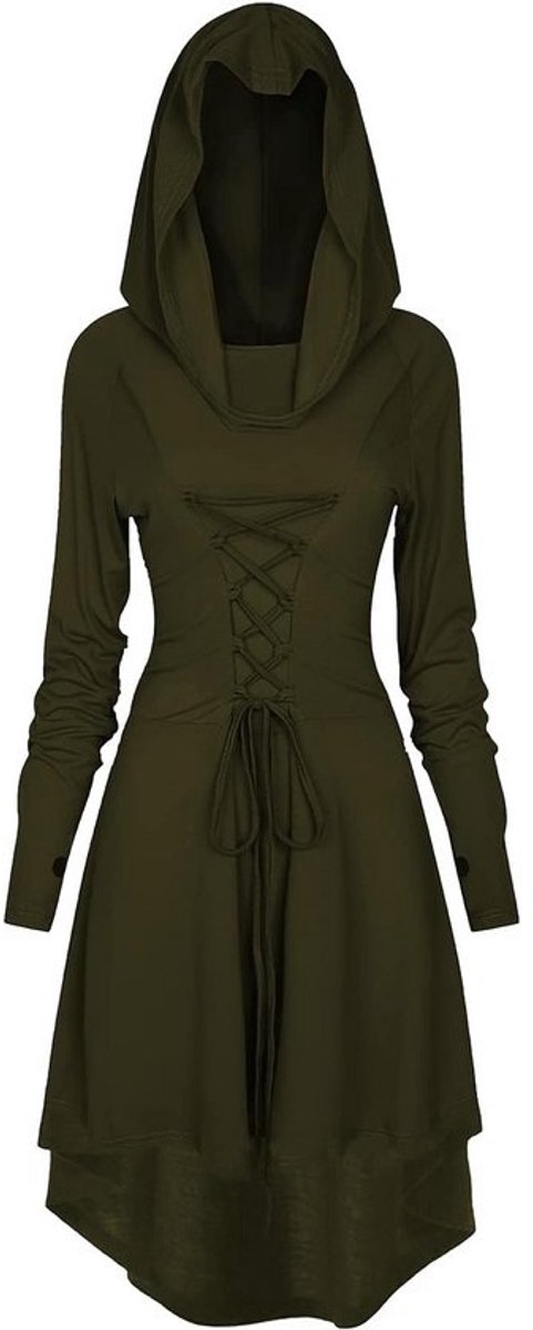 Lange Gothic Jurk Dames met Capuchon - Middeleeuwse & Renaissance Stijl voor Feest of Halloween