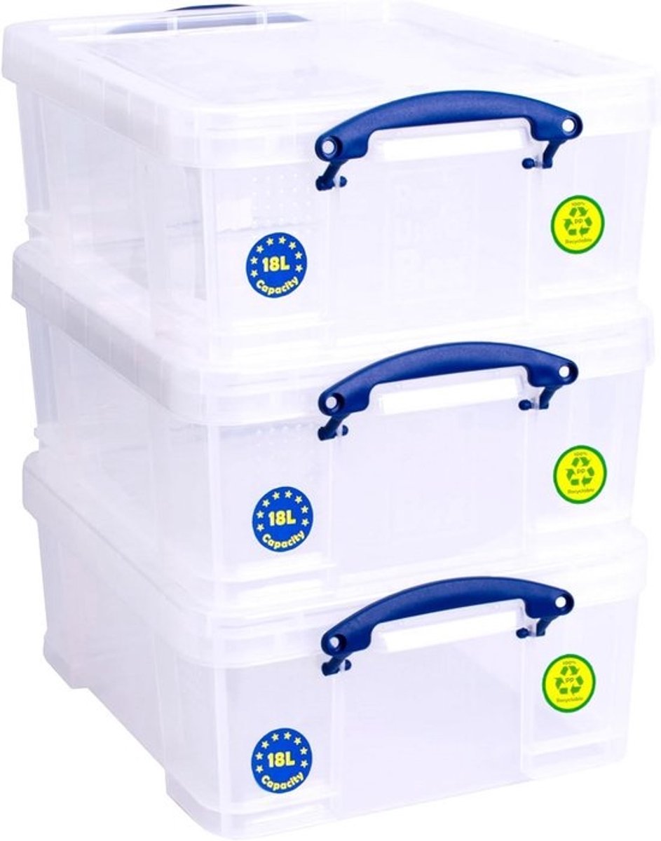 Opbergdoos 18 liter - Transparant - Voor CD's en DVD's - Stapelbaar en Temperatuurbestendig