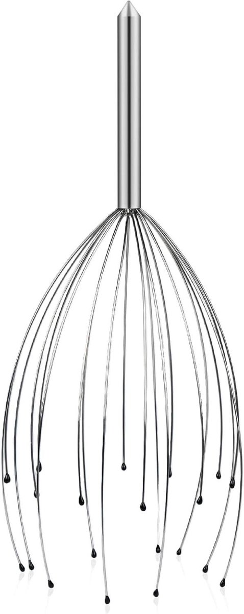 Hoofd Massager - Hoofdhuid Scratcher - Diepe Ontspanning - 20 Flexibele Klauwen - 265 cm Lengte - Zilver