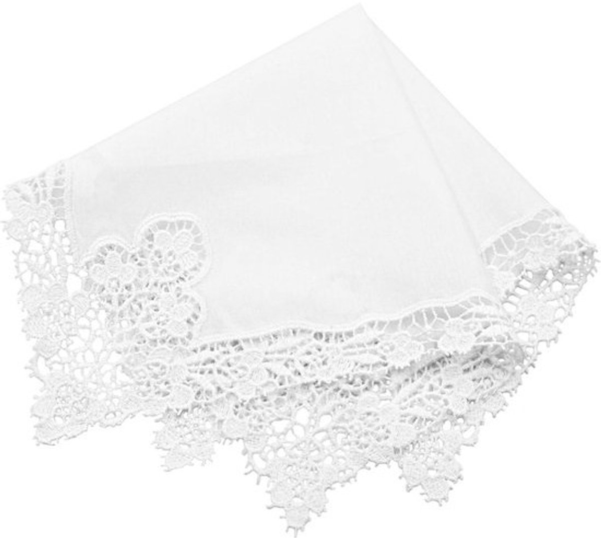 Witte Katoenen Huwelijkszakdoek met Elegante Gehaakte Rand voor Dames