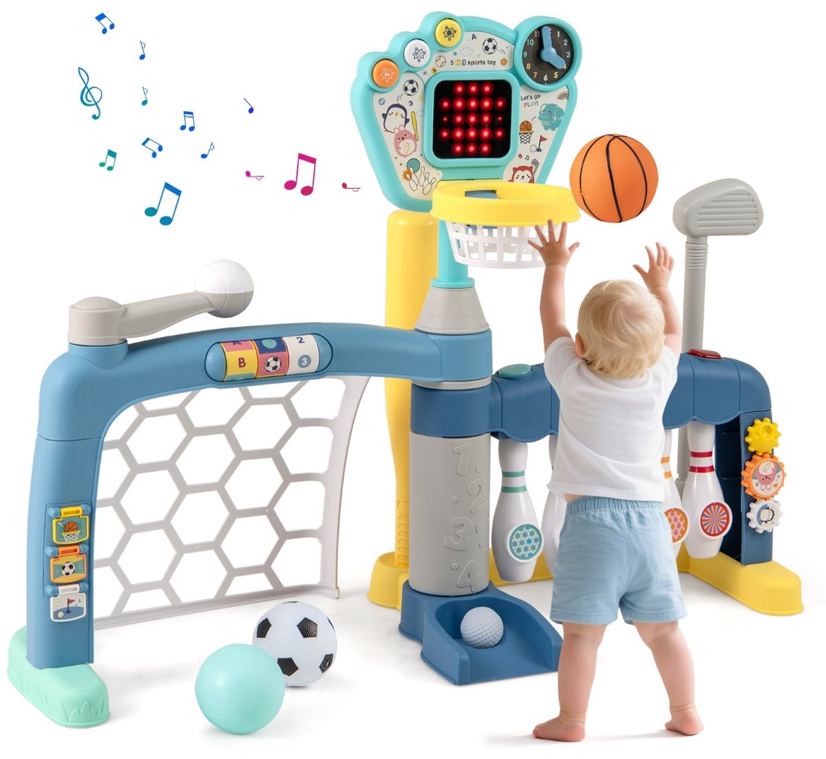 SureDeal® - Sportspeelgoed - Peuters - Basketbalring Voetbaldoel Golf - Licht - Geluidseffecten - 88x38x68 cm - Multicolor