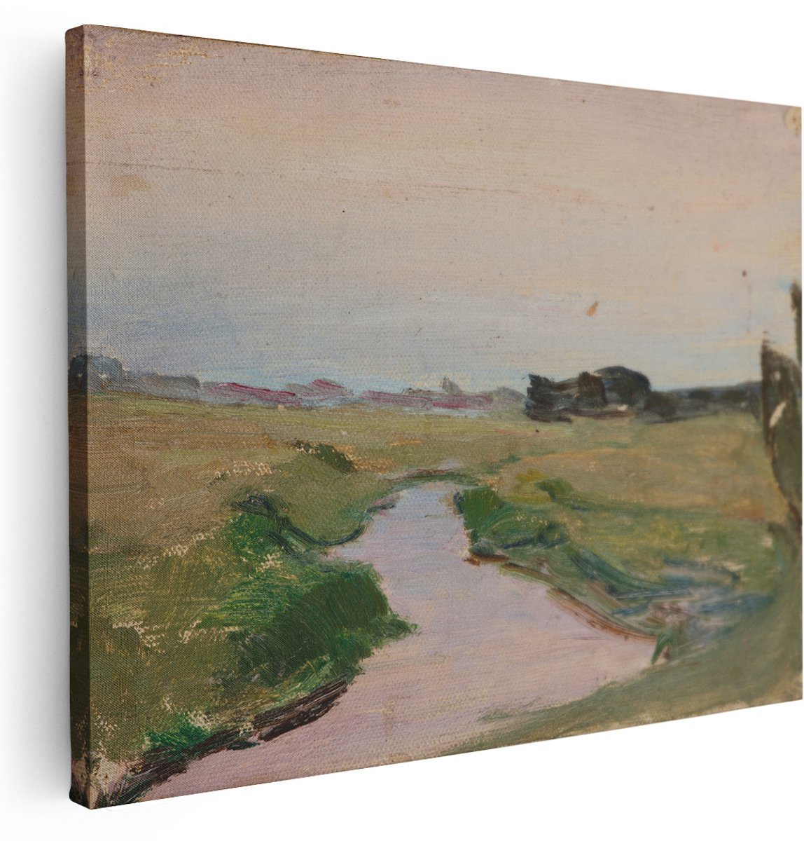 Artaza Canvas Schilderij Natuur - 160x120 cm - Groot - Wanddecoratie Landschap - Muurdecoratie Weiland - Mondriaan Schilderij - Schilderijen Op Canvas