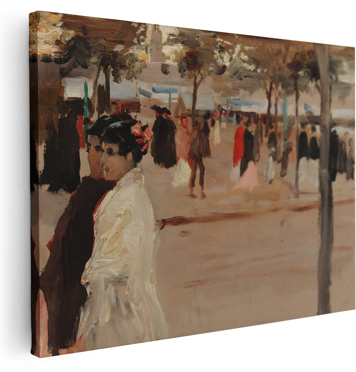 Artaza Canvas Schilderij Vintage Vrouw - 160x120 cm - Groot - Wanddecoratie Parijs - Muurdecoratie Impressionistisch - Schilderijen Op Canvas