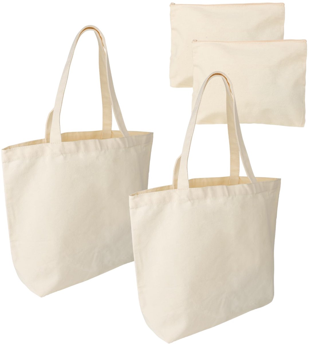 Bztzhm Btzthm 4 stuks DIY lege stoffen tasjes katoenen tas, 2 stuks grote winkeltassen 45 x 35 x 10 cm, 2 stuks - ShopVlot