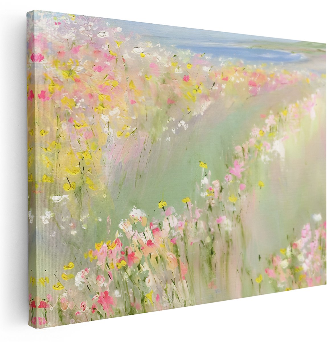 Artaza Canvas Schilderij Bloemen - 160x120 cm - Groot - Wanddecoratie Natuur - Muurdecoratie Landschap - Decoratie Woonkamer - Pastel