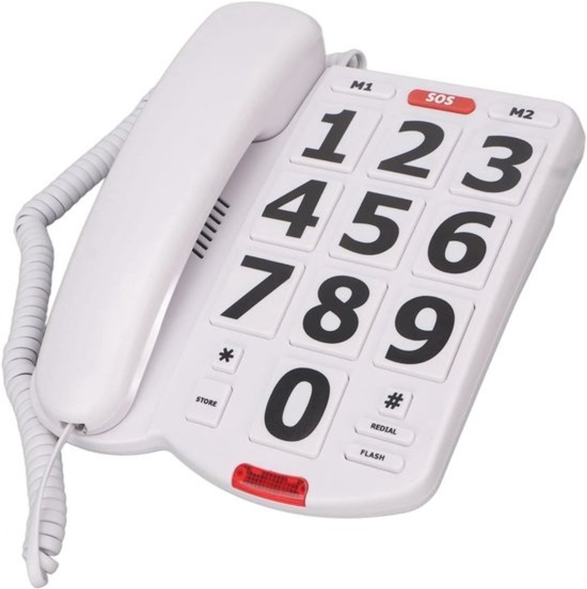 SolidChoice - Grote knop telefoon - Hoge geluidskwaliteit - Gebruiksvriendelijke telefoon - Wit - Geschikt voor senioren - Ideaal voor huishoudelijk g